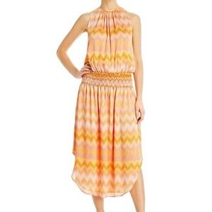 Ramy Brook Pink and Orange Midi Dress